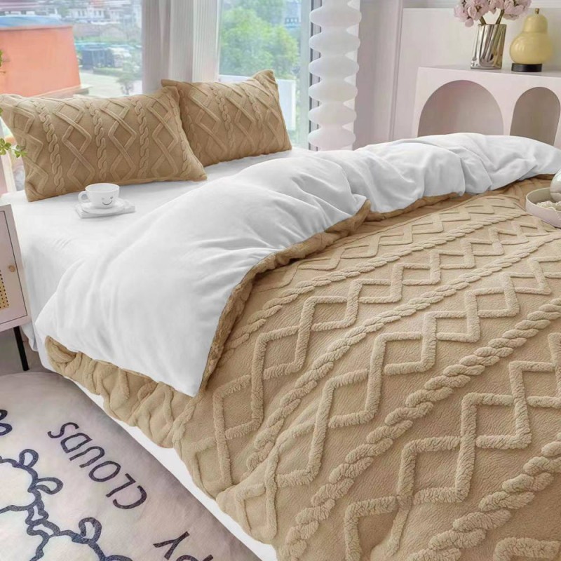 Pluszowa pościel 160x210 Inez Miś - beżowa biała