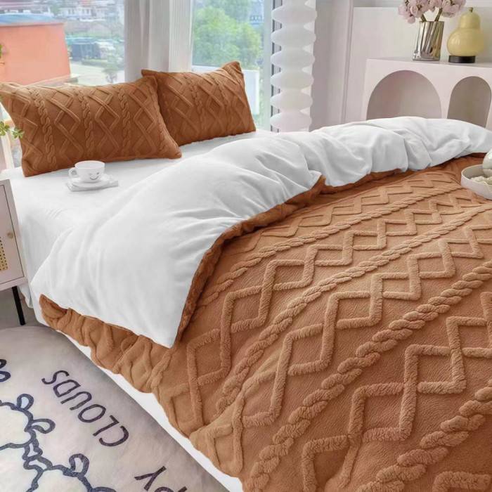 Pluszowa pościel 160x210 Inez Miś - brązowa biała