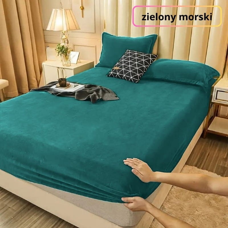 Zielone Morskie prześcieradło polarowe 160x200 cm – miękkie i romantyczne, idealne do przytulnej sypialni