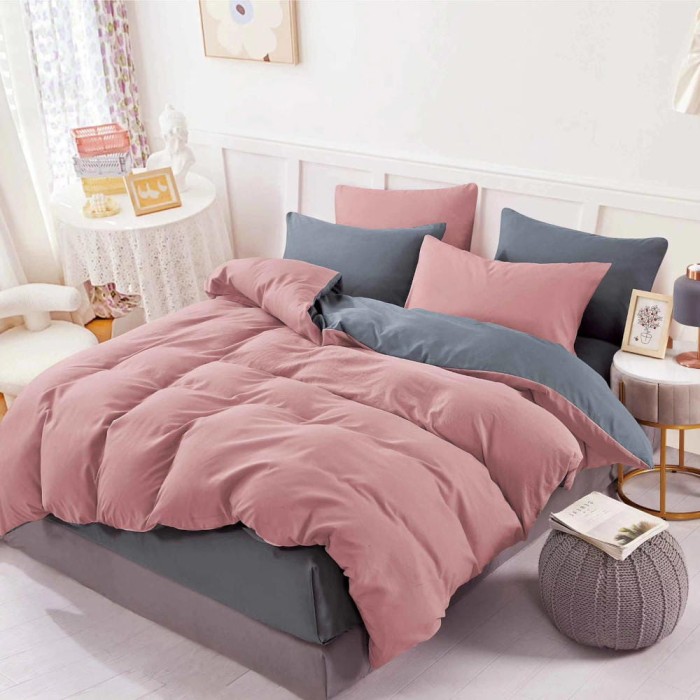 Pościel Dwubarwna 200x220 Elena 558 różowo grafitowa 4cz