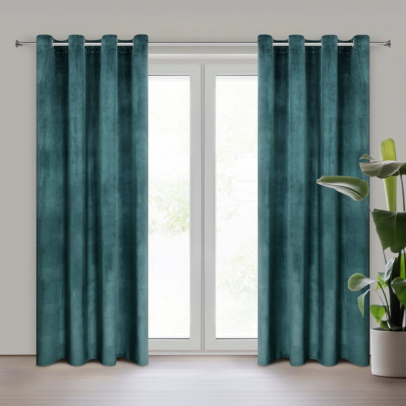 Zasłona 140x250 welurowa na przelotkach Rosa niebieska ciemna-3