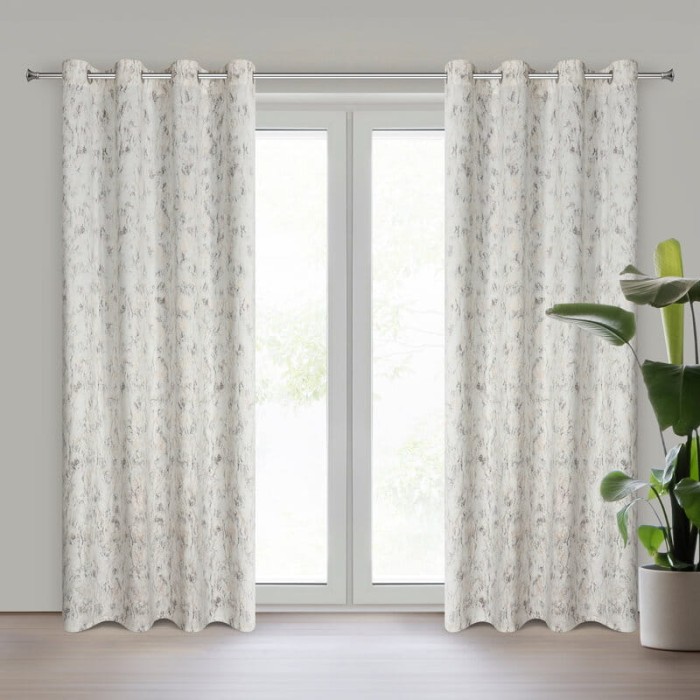 37032Zasłona 140x250 Kornelia kremowa z błyszczącym nadrukiem gotowa na przelotkach Eurofirany-2
