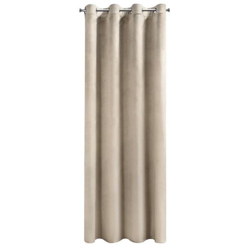 Zasłona 140x250 beżowa Melanie na przelotkach welurowa-2