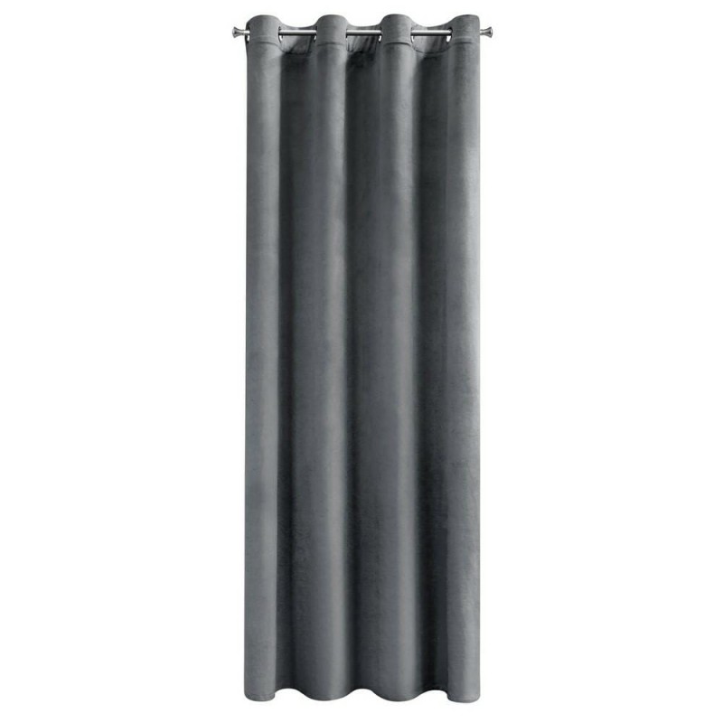 Zasłona 140x250 grafitowa Melanie na przelotkach welurowa-2