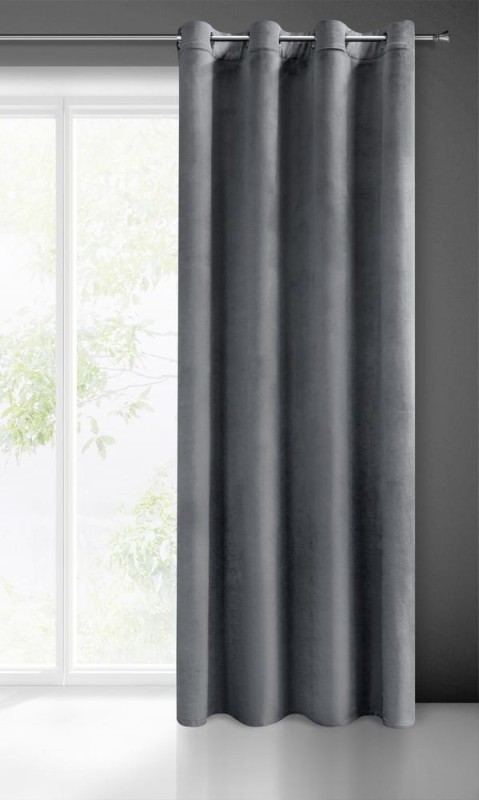Zasłona 140x250 grafitowa Melanie na przelotkach welurowa-6