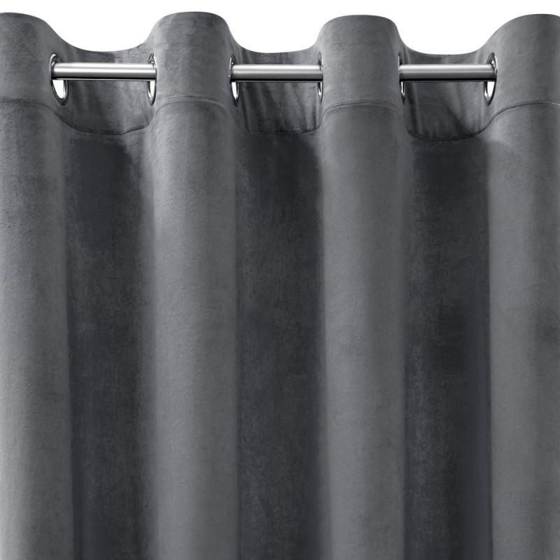 Zasłona 140x250 grafitowa Melanie na przelotkach welurowa-7