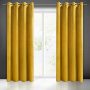 Zasłona 140x250 musztardowa Melanie gotowa na przelotkach welurowa-1
