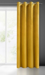 Zasłona 140x250 musztardowa Melanie gotowa na przelotkach welurowa-5
