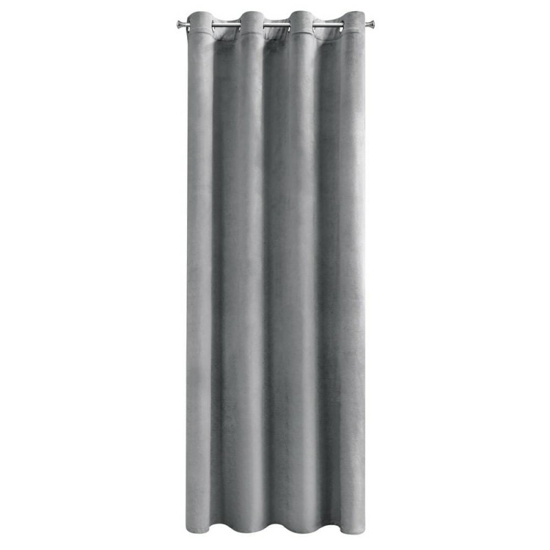 Zasłona 140x250 srebrna Melanie na przelotkach welurowa-2