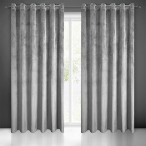 Zasłona 140x250 srebrna Melanie na przelotkach welurowa-1