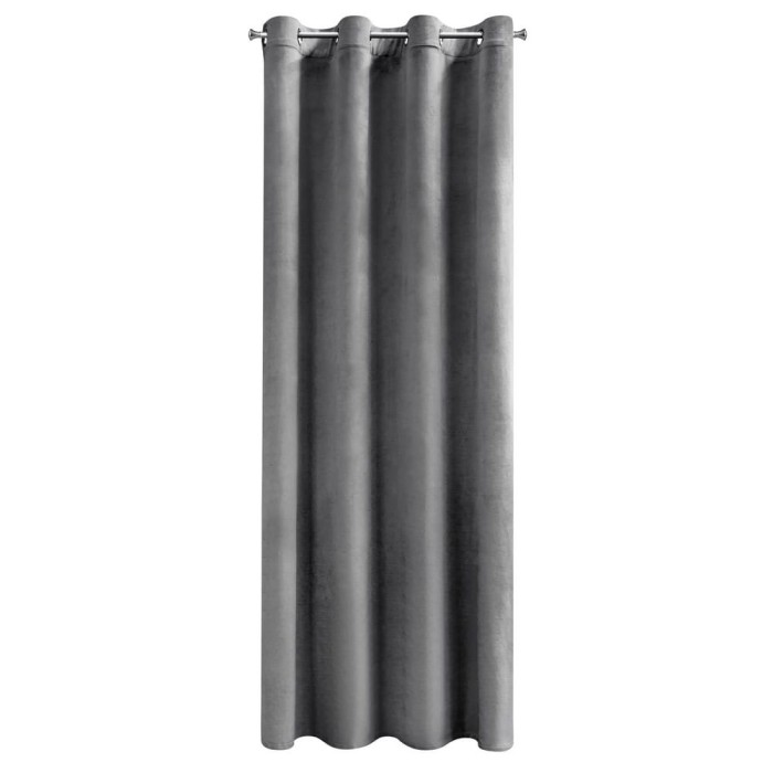 Zasłona 140x250 stalowa Melanie na przelotkach welurowa-2