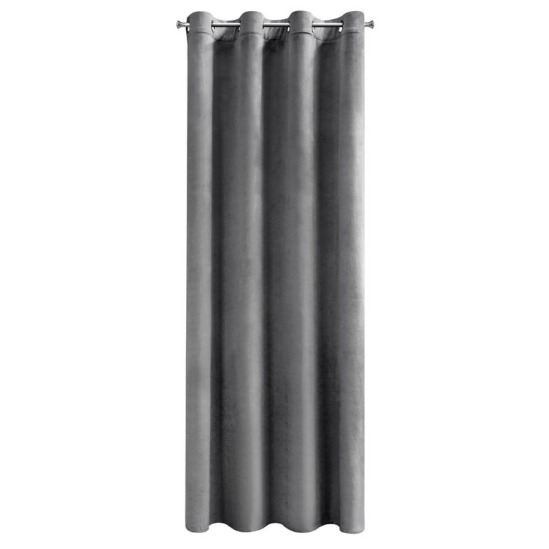 Zasłona 140x250 stalowa Melanie na przelotkach welurowa-2