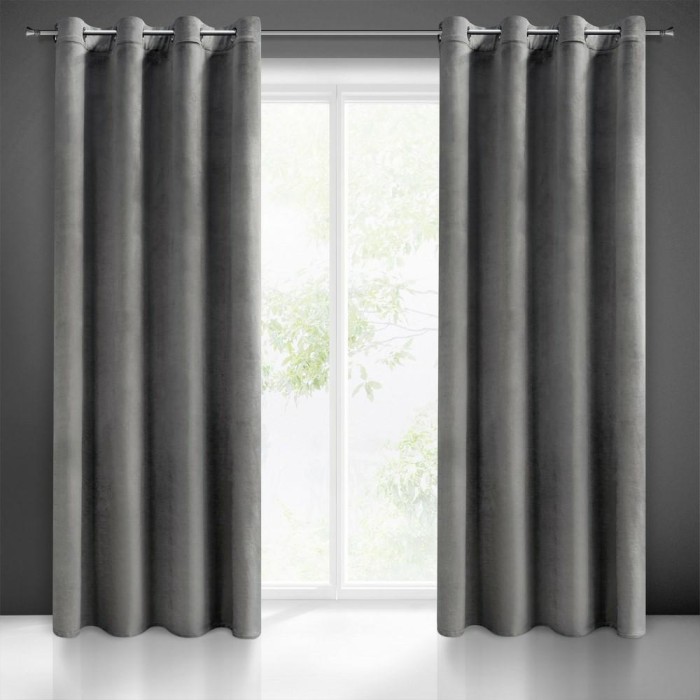 Zasłona 140x250 stalowa Melanie na przelotkach welurowa-1