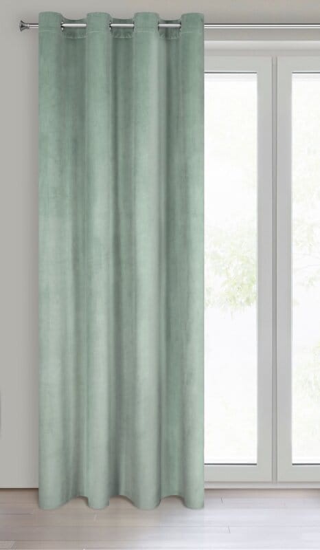Zasłona 140x250 miętowa jasna Melanie na przelotkach welurowa-3