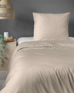 Pościel satynowa 140x200 Mako Satin 62 beżowa jasna z lamówką-4