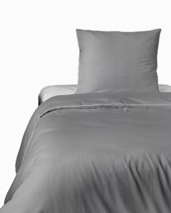 Pościel satynowa 140x200 Mako Satin 62 szara jasna z lamówką-3