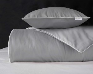 Pościel satynowa 140x200 Mako Satin 62 szara jasna z lamówką-2