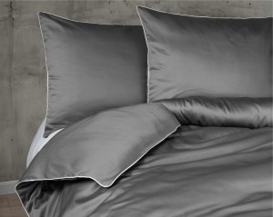 Pościel satynowa 180x200 Mako Satin 62 szara z lamówką-3