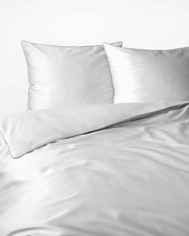 Pościel satynowa 180x200 Mako Satin 62 biała z lamówką-2