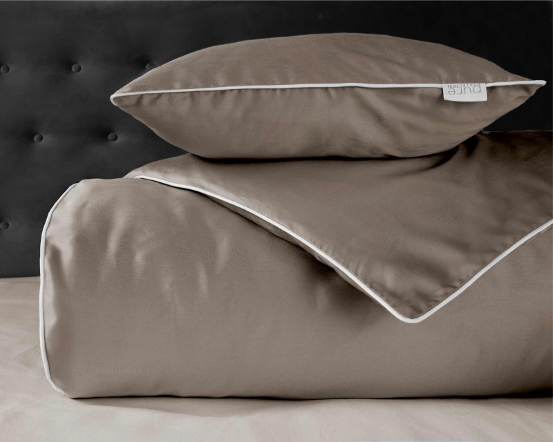 Pościel satynowa 180x200 Mako Satin 62 taupe z lamówką-4