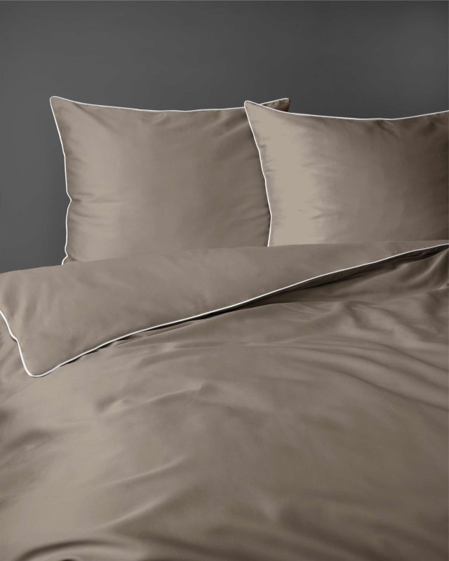 Pościel satynowa 180x200 Mako Satin 62 taupe z lamówką-5
