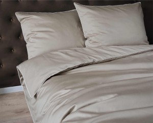 Pościel satynowa 180x200 Mako Satin 62 beżowa z lamówką-3