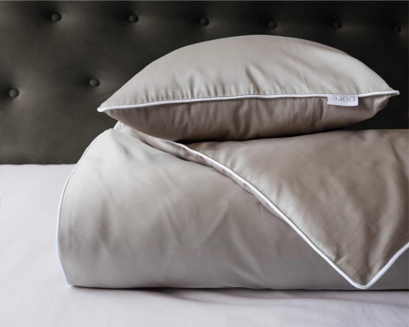 Pościel satynowa 180x200 Mako Satin 62 beżowa z lamówką-4