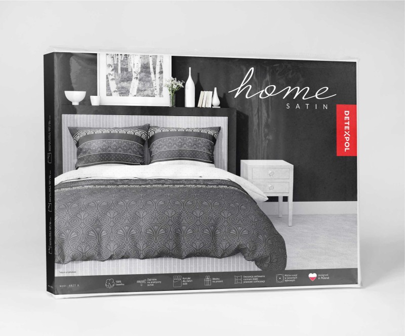 Pościel satynowa 140x200 Home Satin 11 grafitowa ornamenty-3
