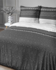 Pościel satynowa 140x200 Home Satin 11 grafitowa ornamenty-1