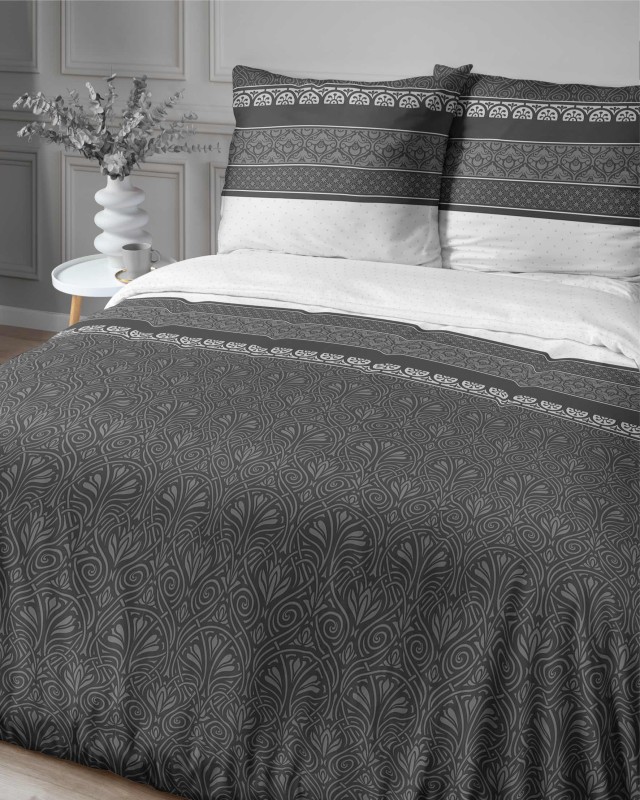 Pościel satynowa 140x200 Home Satin 11 grafitowa ornamenty-1