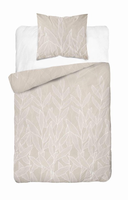 Pościel satynowa 140x200 Home Satin 41 beżowa liście-2