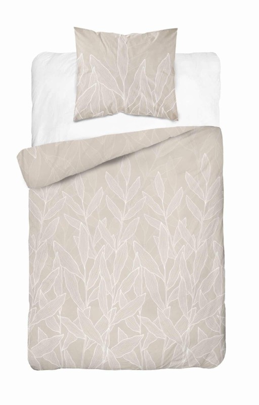 Pościel satynowa 140x200 Home Satin 41 beżowa liście-2