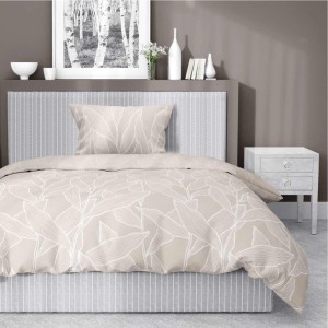 Pościel satynowa 140x200 Home Satin 41 beżowa liście-1