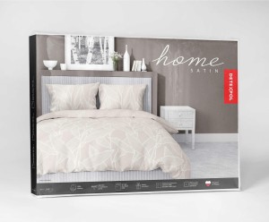 Pościel satynowa 140x200 Home Satin 41 beżowa liście-3
