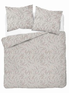 Pościel satynowa 220x200 Home Satin 410 beżowa szara jasna listki-2