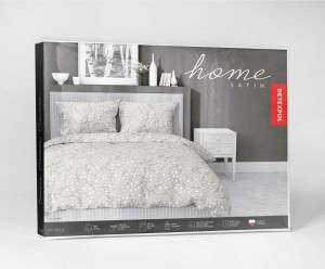 Pościel satynowa 220x200 Home Satin 410 beżowa szara jasna listki-6