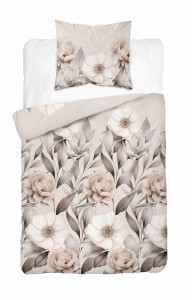 37176Pościel satynowa 140x200 cieniowane kwiaty w odcieniach beżu 5220 A Home Satin 41-1