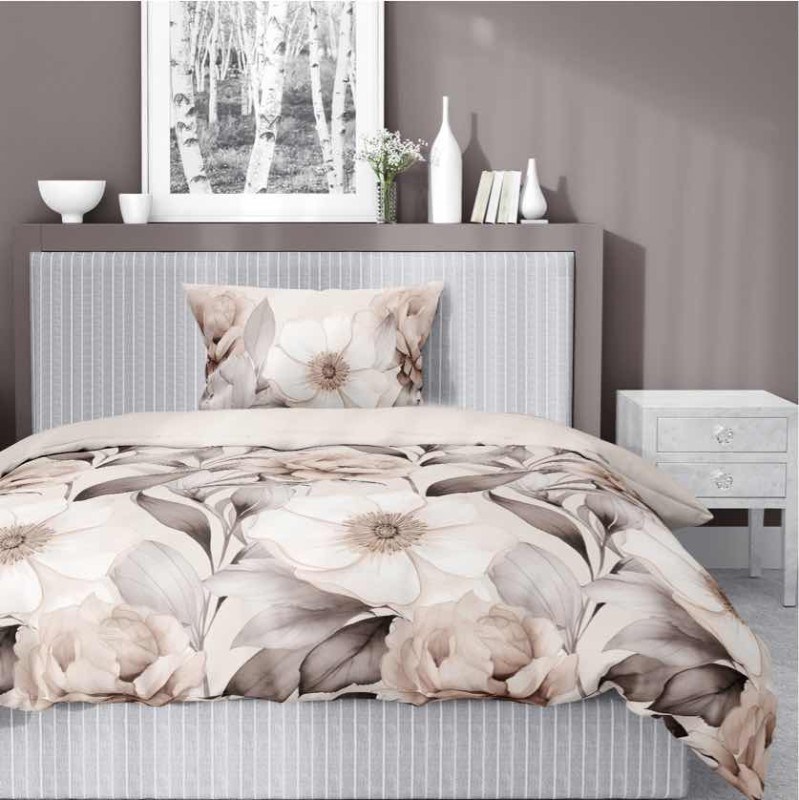 37176Pościel satynowa 140x200 cieniowane kwiaty w odcieniach beżu 5220 A Home Satin 41-2