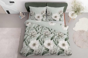 Pościel satynowa 220x200 Home Satin 410 zielona magnolia-3