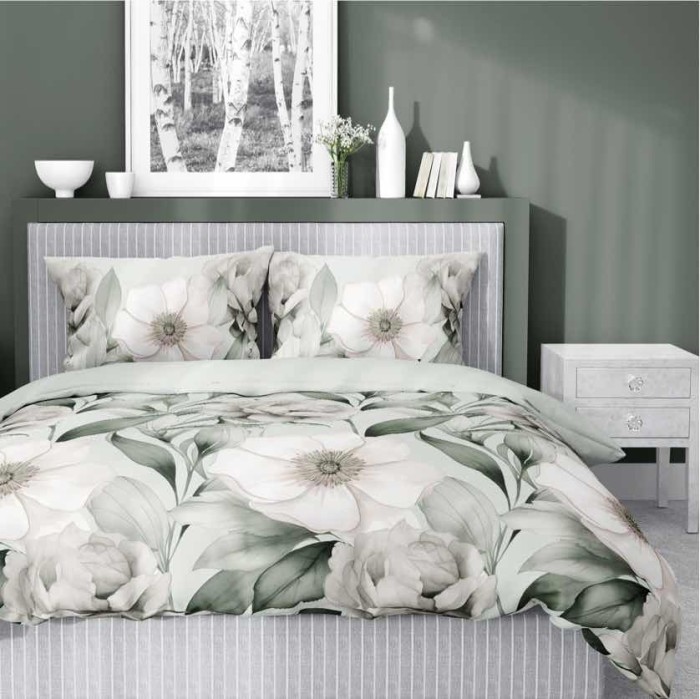 Pościel satynowa 220x200 Home Satin 410 zielona magnolia-1