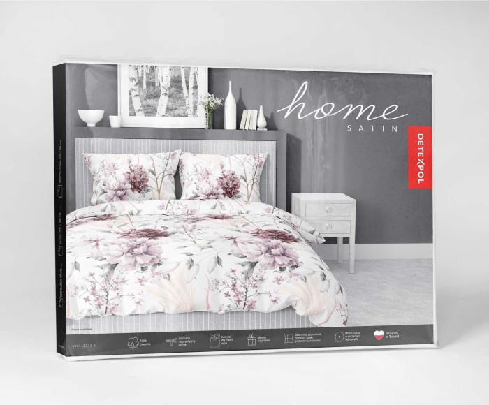 37184Pościel satynowa 140x200 Pudrowa różowa na jasnym tle 5222 B Home Satin 41-2