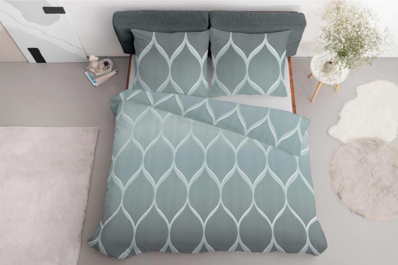 Pościel satynowa 220x200 Home Satin 410 miętowa geometryczna-3