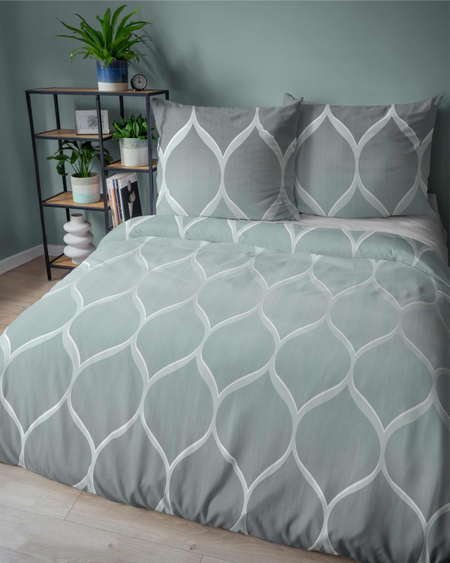 Pościel satynowa 220x200 Home Satin 410 miętowa geometryczna-5
