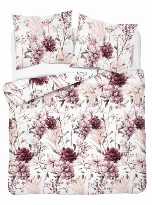 Pościel satynowa 220x200 Home Satin 410 pudrowa różowa kwiaty-2