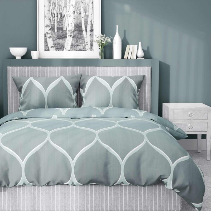 Pościel satynowa 220x200 Home Satin 410 miętowa geometryczna-1