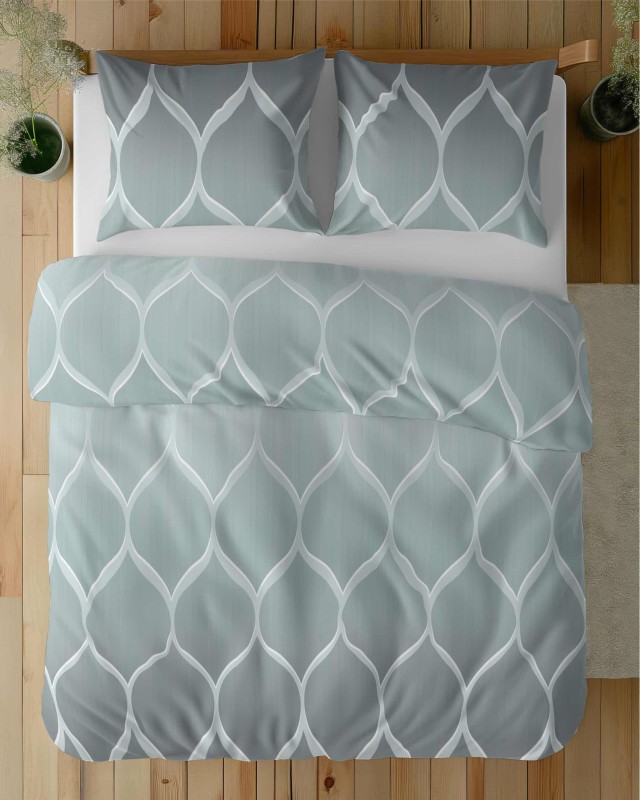 Pościel satynowa 220x200 Home Satin 410 miętowa geometryczna-6