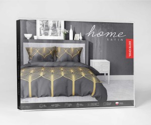 Pościel satynowa 140x200 Home Satin 41 czarna złota geometryczna-3