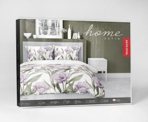 Pościel satynowa 220x200 Home Satin 410 biała fioletowe kwiaty-6