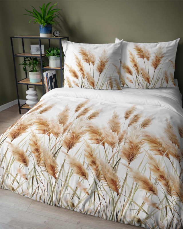 Pościel satynowa 160x200 Home Satin 410 biała złota trawa-4