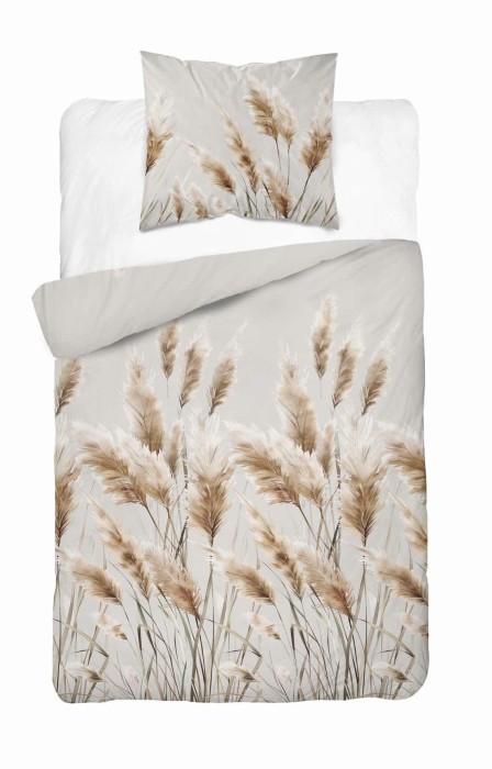 Pościel satynowa 140x200 Home Satin 41 jasna szara trawy pampasowe-2
